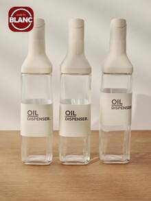 1 件 500 毫升厨房橄榄油分配器瓶、自动翻转醋分配器、防漏酱油分配器、玻璃调味瓶、防滴漏喷嘴烹饪分配器、玻璃瓶 - 白色 - 查看 3