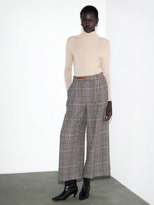 Lumivelle Winter Clothes For Women Women's  Fashionable Retro Plaid Belt Chain Pants Wide Leg Pants Checkered Pants Plaid Pants - Multicolor - View 4