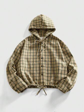 Street Life Men's Plaid Hooded Sweatshirt, College Style
