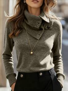 EMERY ROSE Women's Casual High Neck Sweater, Autumn/Winter