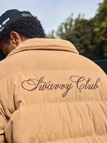 SWAVVY Abrigo acolchado casual y cómodo de manga larga con estampado de letras sencillo para hombre - Multicolor - Ver 3