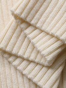 DAZY Women's Solid Color Minimalist Everyday Polo Neck Long Sleeve Sweater - White - View 6
