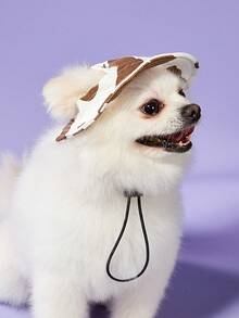 PETSIN 1 pieza Sombrero de sol minimalista y casual con estampado de vaca, sombrero de pesca para mascotas con protección para las orejas - Multicolor - Ver 8