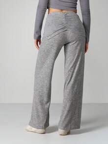 MISSGUIDED Women's High Rise Ruched Wide Leg Palazzo Pants With Gathered Front Detail For Lounge And Casual Wear - Light Grey - View 2