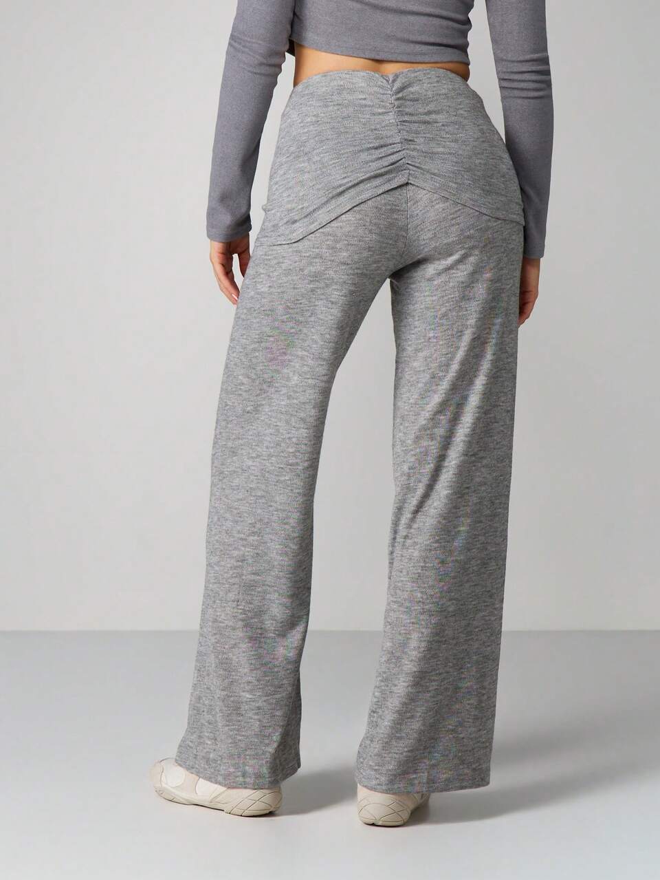 MISSGUIDED Women's High Rise Ruched Wide Leg Palazzo Pants With Gathered Front Detail For Lounge And Casual Wear