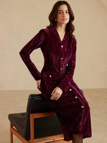 BELROSIE Vestido ajustado de terciopelo texturizado elegante - Multicolor - Ver 6
