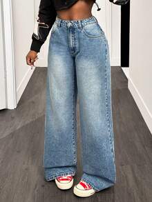 BamGleam Quần Jeans Ống Loe Ôm Dáng Cho Nữ, Họa Tiết Graffiti, Quần Thường Ngày Thời Trang - Màu xanh lam - Xem 4