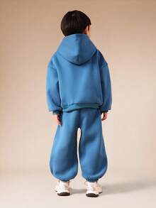 SUMWON Boys Hoodie Sweatpants Set New York Print Casual Wear Tracksuit Winter Fall Activewear - Blue - View 2