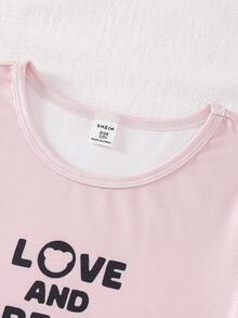 女童休闲长袖上衣和裤子睡衣套装，简约时尚 - 彩色 - 查看 6