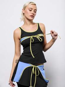 COUREZ 霓虹色系带背心/Y2K冬季外出上衣黑色性感外出夜生活性感女装套装 - 彩色 - 查看 4