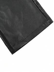 Manfinity Roghcode Quần da PU cỡ lớn dành cho nam, quần ống đứng rộng rãi, quần da thời trang và đa năng cho nam, quần ống rộng nam, quần cạp cao nam, quần đen nam, quần nam phong cách Y2K - màu đen - Xem 6