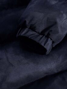 PAVTROS Abrigo de invierno con capucha, de manga larga, versátil y con gráfico de letras de moda para hombres. Abrigo de invierno acolchado y abrigado para hombres, con forro térmico - Azul - Ver 4