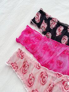 PetitDoll 3 sztuki/zestaw damskich seksownych majtek z koronką w dużych rozmiarach