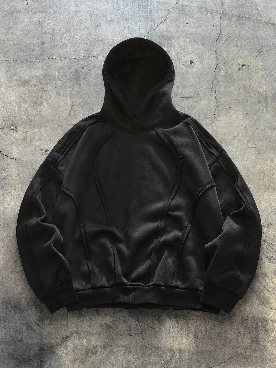 AXEPEAK Men's Casual Patchwork Hoodie Sweatshirt - Black - View 1