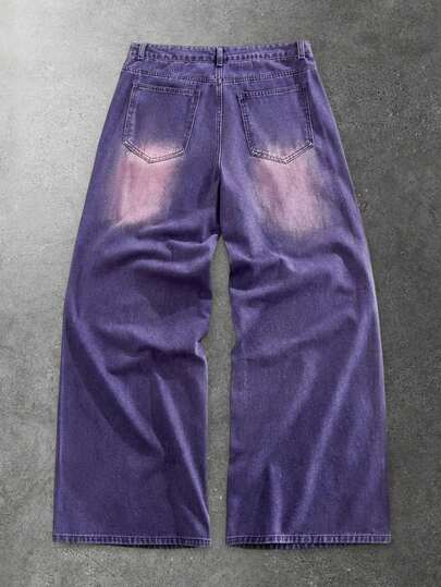 Street Life Jeans amples et décontractés pour hommes avec strass décoratifs