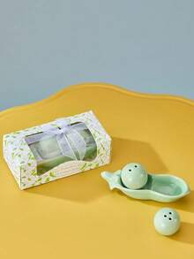 Joivida 1 件陶瓷“Two Peas In A Pod”盐和胡椒瓶套装，12 厘米/4.72 英寸，可爱礼盒，优雅家居装饰，婚礼礼物，厨房配件 - 綠色 - 查看 4