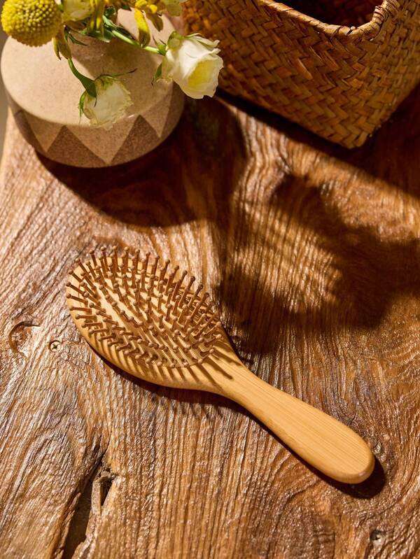 Cirelle Cepillo de pelo de bambú, peine de madera natural antiestático para masaje suave del cuero cabelludo, herramienta de peinado con cojín de aire, unisex, regalos de Halloween, regalos de Navidad, cepillos, cepillo de pelo, peine, productos para el cabello rizado, equipo de peluquería, Navidad