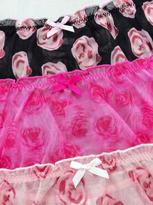 PetitDoll 3 sztuki/zestaw damskich seksownych majtek z koronką w dużych rozmiarach