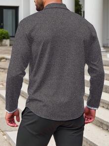 Manfinity Homme 男士加大码撞色长袖单排扣休闲/商务衬衫 - 灰色 - 查看 2