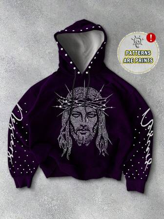 Manfinity Roughcore Men Casual Figure Graphic Hoodie, Autumn/Winter, Fall, Long Sleeve Top