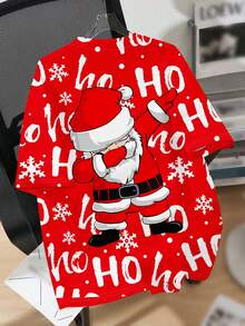 Camiseta de manga corta de cuello redondo minimalista casual para adolescentes, adecuada para otoño/invierno, con diseños clásicos navideños - Papá Noel, árbol de Navidad, muñeco de nieve, regalos de Navidad, reno de Navidad, copos de nieve de Navidad, gráfico navideño, ideal para Navidad - Multicolor - Ver 6