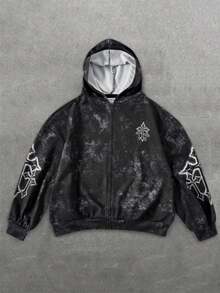 SHEIN 男童宽松水洗卫衣，休闲学院风，舒适时尚，百搭实用，面料柔软，适合日常穿着、上学、郊游、户外活动，四季皆宜。 - 黑色 - 查看 3