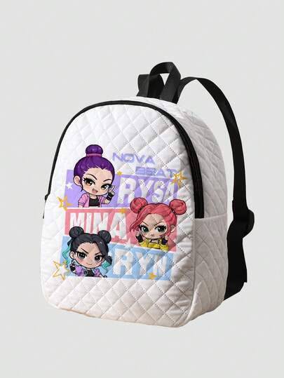 Grunge Punk Collaboration Backpack, Casual Diamond Quilted Stitching Small Backpack, Versatile Daypack For School, Travel, Outdoor, Lightweight Travel Rucksack, Suitable For Men And Women