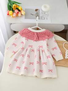 SHEIN Baby Mädchen Schmetterling Muster Langarm Süßes Gestricktes Kleid, Herbst/Winter Gestrickte Baby Mädchen Kleidung Baby Mädchen Kleidung Frühling Herbst Baby Mädchen Kleidung Stehkragen Baby Winter Kleid Baby Mädchen Langarm Kleid Winter Kleider Baby Mädchen Kleidung Frühling Herbst Baby Pullover Kleid Baby Winter Kleid Baby Mädchen Kleid Baby Mädchen Langarm Kleid Baby Set Herbst Winter - Pink - Übersicht 3