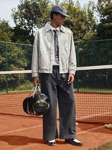 SWAVVY Men's Tie-Dye Long Sleeve Zip-Up Casual Jacket, Autumn/Winter - Grey - View 6