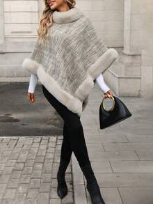 SHEIN PariChic Women's Asymmetric Hem Loose Sequin Embellished Poncho Sweater, Fashion For Autumn/Winter