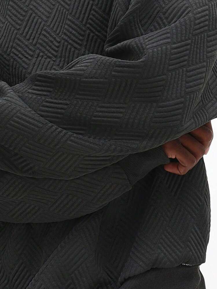Textured Jacquard Hoodie With Geometric Pattern