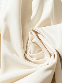 GlowEve 女士优雅简约圆领单排扣短袖系带中长连衣裙 - 杏色 - 查看 6