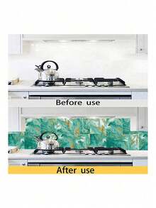 10 pezzi Adesivi decorativi per pavimenti in PVC, adesivi per pareti 2D piatti con motivo vintage verde finto marmo, adatti per cucina, soggiorno, bagno, camera da letto e altre decorazioni per la casa - Multicolore - Visualizzare 14