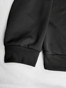 Manfinity Dauomo 男士圣诞标语姜饼印花休闲圆领套头卫衣，秋冬季长袖上衣 - 黑色 - 查看 4