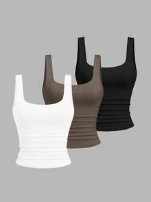 Sweetra Women Casual Solid Color Tank Top For Summer - Multicolor - View 1