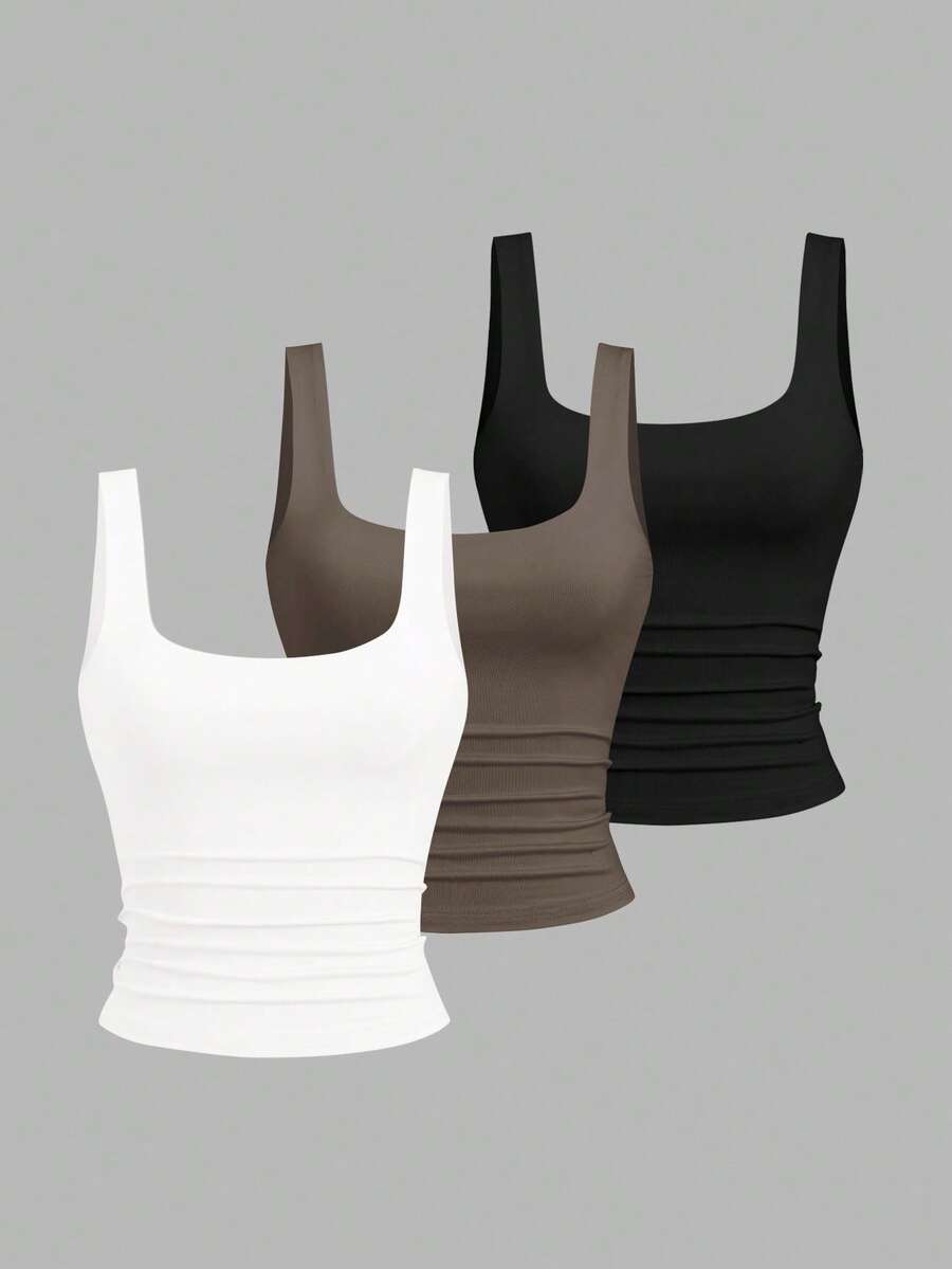 Sweetra Women Casual Solid Color Tank Top For Summer - Multicolor - View 1