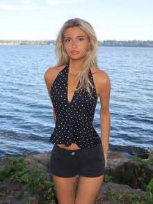 Sydney Algeri 女士西部音乐节低腰牛仔短裤，夏季 - 黑色 - 查看 5