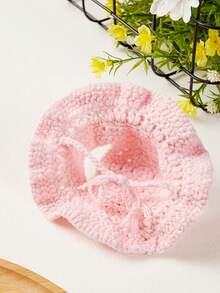 PETSIN 1 件可爱花朵休闲宠物帽子秋冬季手工针织加厚保暖猫狗角色扮演头饰 - 彩色 - 查看 3