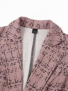 Ellevyn Women's Elegant Plaid Lapel Neck Long Sleeve Jacket And Pants Suit, Graceful For Party And Evening Wear, Autumn/Winter Fall Women Clothes Office Outfits For Women - Pink - View 5