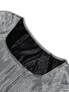 Airlisse 女式豹纹天鹅绒蛇皮图案方领喇叭袖紧身迷你连衣裙，秋冬 - 黑色 - 查看 8