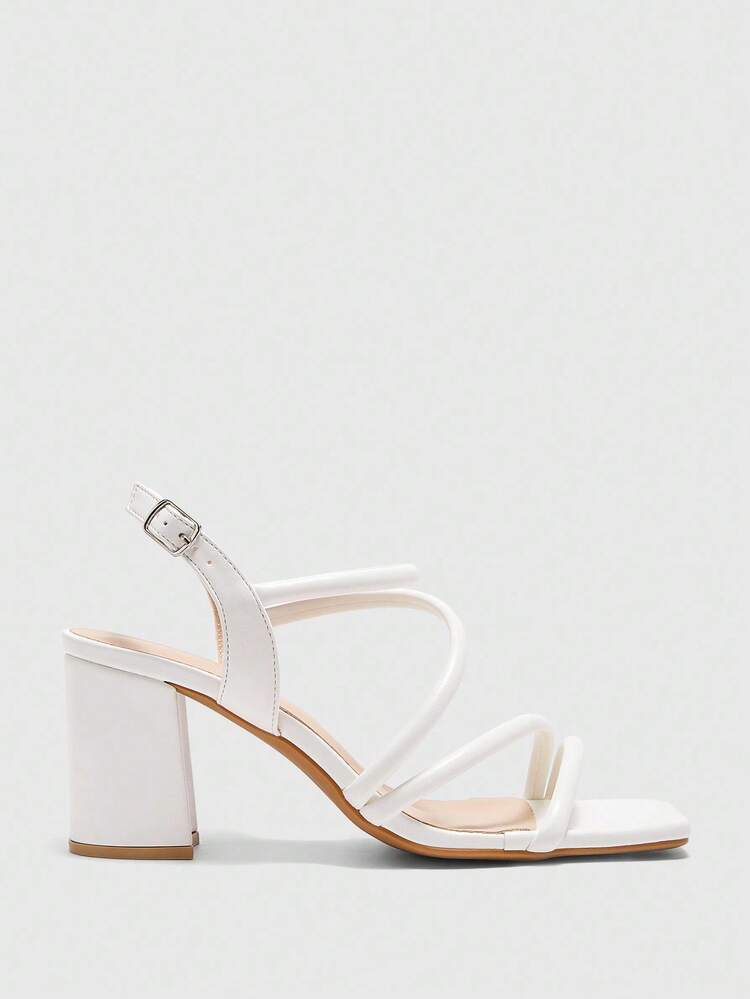 CUCCOO CURVES Plus Size Women's Fashion White Classic Comfortable Ankle Strap High Heel Sandals For Christmas