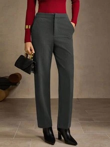 MOTF PREMIUM 纯色斜口袋锥形裤 - 灰色 - 查看 7