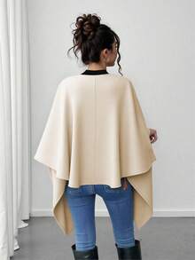 Elenzga Plus Size Women Wool Blend One-Piece Cloak Jacket