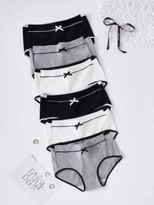 Bragas cómodas con decoración de lazo y control de abdomen de talle medio para adolescentes - Multicolor - Ver 1