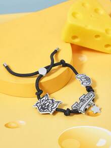 TOM & JERRY X SHEIN Cat, Mouse Metal Bracelet Bracelet, Best Birthday Gift For Friends And Family - Black - View 2