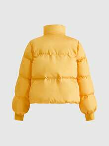 Teletubbies X ROMWE Y2K Cute Cartoon Pattern Stand Collar Padded Coat - Yellow - View 2