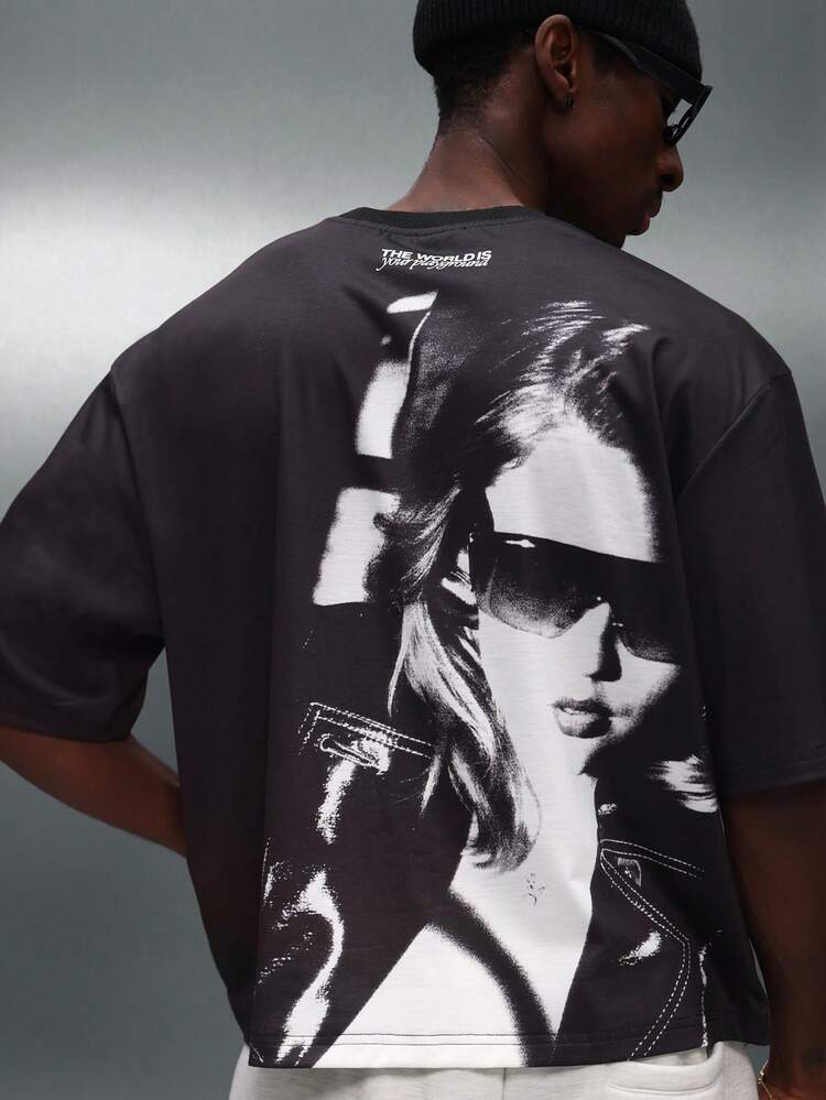 PLAYBOY X SUMWON Cropped Fit Magazine Print Tee With Portrait Design