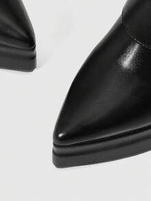 ROMWE 1 Pair Women's Punk Style Platform High Heel Pointed Toe Side Zipper Ankle Boots, Suitable For Autumn/Winter For Christmas - Black - View 10