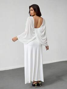 Firerie 大码女式金属3D花卉装饰褶饰紧身连衣裙 - 白色 - 查看 3