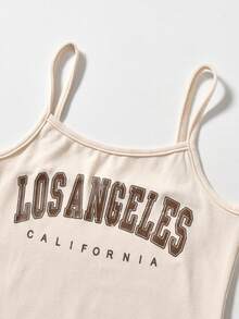 SHEIN Explorewe 2 件 Tween 女童纯色短款 T 恤和印花连衣裙套装 - 棕色 - 查看 4